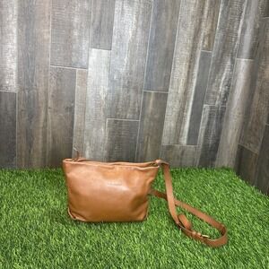 Vintage J.Crew Brown Leather Crossbody Bag Brass Hardware 100% Cow Leather